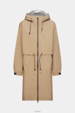 Esprit Rain coat with drawstring hood Women Camel Coats P0D0X306 - Image 5