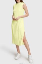 Esprit RAYON SILK Tank Dress Women Lime Yellow Dresses P0D0X452