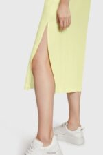 Esprit RAYON SILK Tank Dress Women Lime Yellow Dresses P0D0X452 - Image 3
