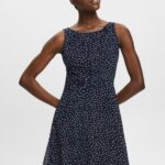 Esprit Recycled: Chiffon dress with a gathered waist Women Navy Dresses P0D0X67