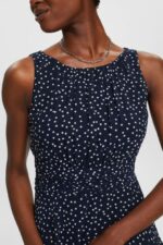 Esprit Recycled: Chiffon dress with a gathered waist Women Navy Dresses P0D0X67 - Image 3
