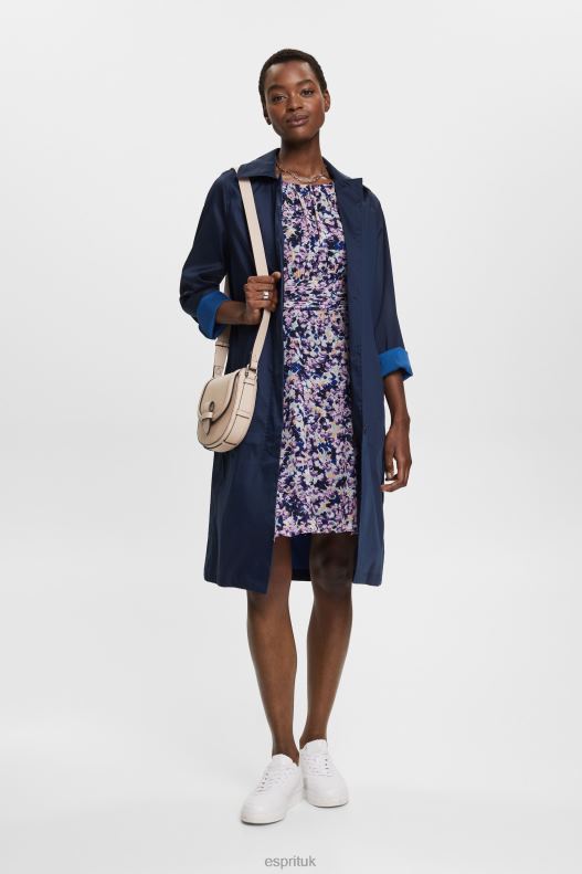 Esprit Recycled: Chiffon dress with a gathered waist Women Navy Floral Dresses P0D0X68 - Image 2