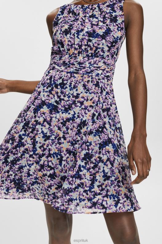 Esprit Recycled: Chiffon dress with a gathered waist Women Navy Floral Dresses P0D0X68 - Image 3