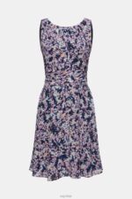 Esprit Recycled: Chiffon dress with a gathered waist Women Navy Floral Dresses P0D0X68 - Image 5