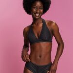 Esprit Recycled: halterneck soft bra with lace Women Anthracite Top P0D0X77