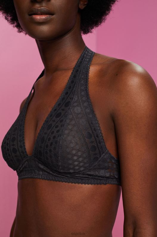 Esprit Recycled: halterneck soft bra with lace Women Anthracite Top P0D0X77 - Image 3