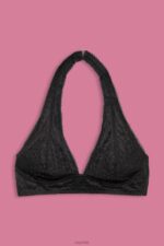 Esprit Recycled: halterneck soft bra with lace Women Anthracite Top P0D0X77 - Image 4