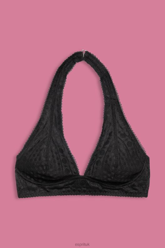 Esprit Recycled: halterneck soft bra with lace Women Anthracite Top P0D0X77 - Image 4