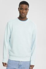 Esprit Recycled: plain-coloured sweatshirt Men Light Aqua Green Sweatshirts & Hoodies P0D0X749