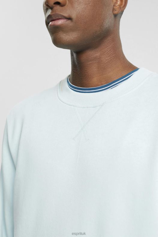 Esprit Recycled: plain-coloured sweatshirt Men Light Aqua Green Sweatshirts & Hoodies P0D0X749 - Image 3