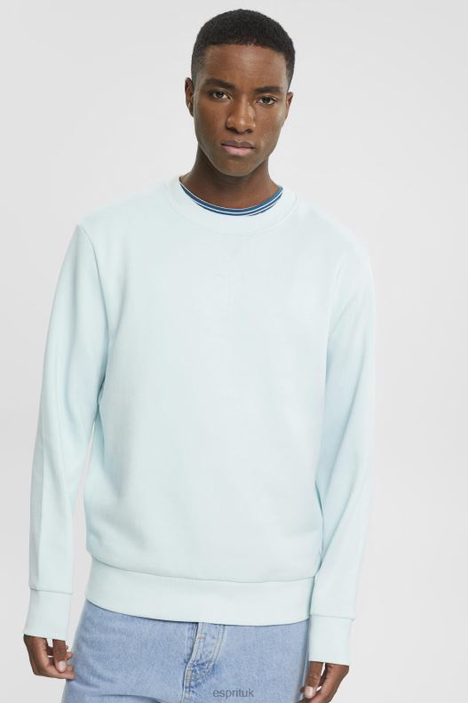 Esprit Recycled: plain-coloured sweatshirt Men Light Aqua Green Sweatshirts & Hoodies P0D0X749 - Image 1