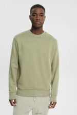 Esprit Recycled: plain-coloured sweatshirt Men Light Khaki Sweatshirts & Hoodies P0D0X748