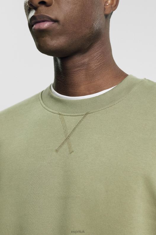 Esprit Recycled: plain-coloured sweatshirt Men Light Khaki Sweatshirts & Hoodies P0D0X748 - Image 3