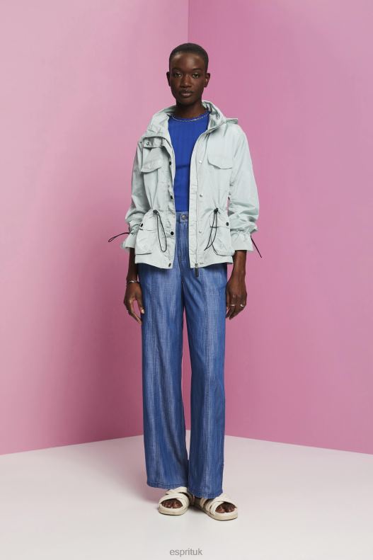 Esprit Recycled: rain jacket with a hood Women Light Aqua Green Jackets P0D0X95 - Image 2