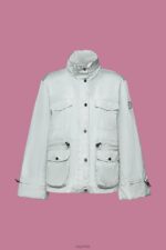 Esprit Recycled: rain jacket with a hood Women Light Aqua Green Jackets P0D0X95 - Image 5