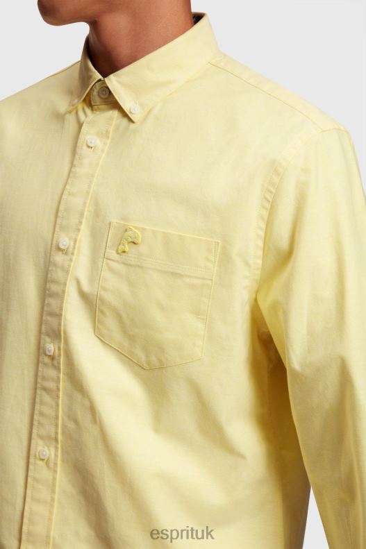 Esprit Regular fit oxford shirt Men Sunflower Yellow Shirts P0D0X801 - Image 4