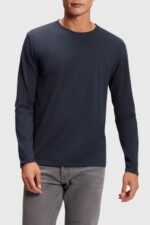 Esprit Regular solid jersey t-shirt Men Black T-Shirts P0D0X858