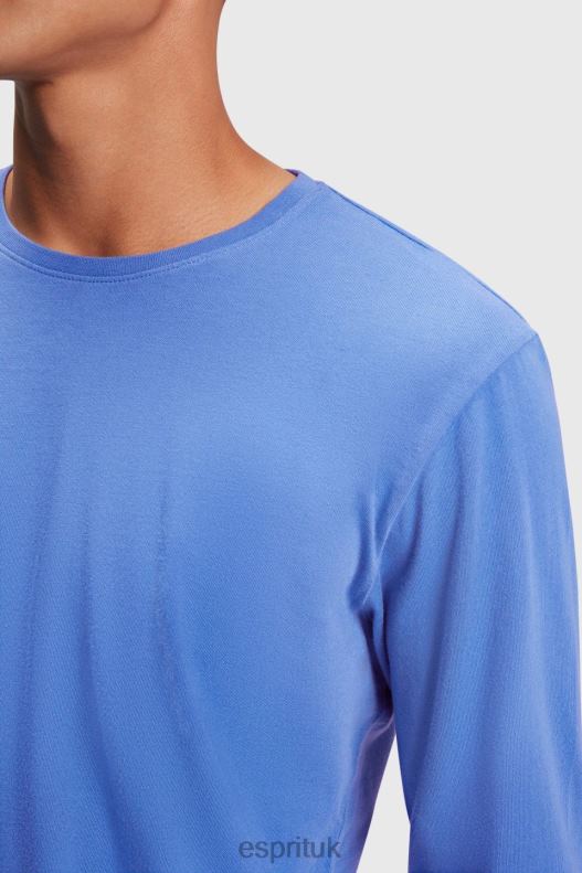 Esprit Regular solid jersey t-shirt Men Blue T-Shirts P0D0X861 - Image 2