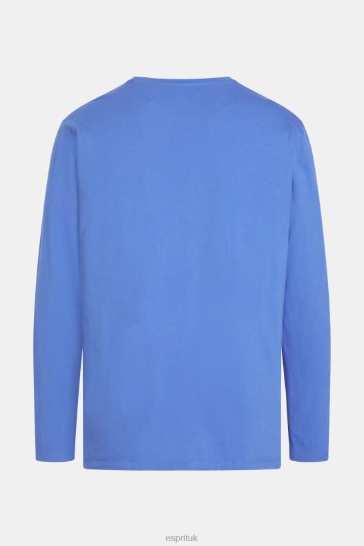 Esprit Regular solid jersey t-shirt Men Blue T-Shirts P0D0X861 - Image 5