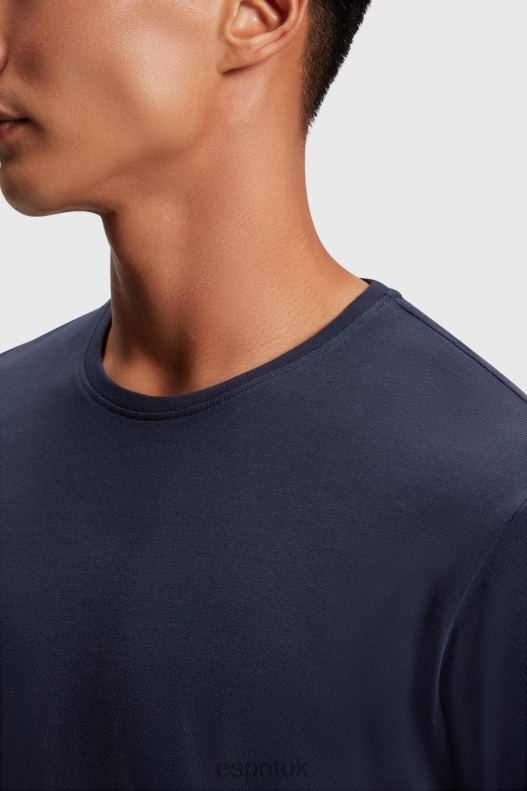 Esprit Regular solid jersey t-shirt Men Navy T-Shirts P0D0X860 - Image 2