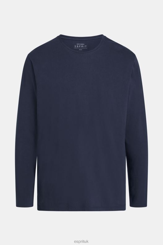Esprit Regular solid jersey t-shirt Men Navy T-Shirts P0D0X860 - Image 4