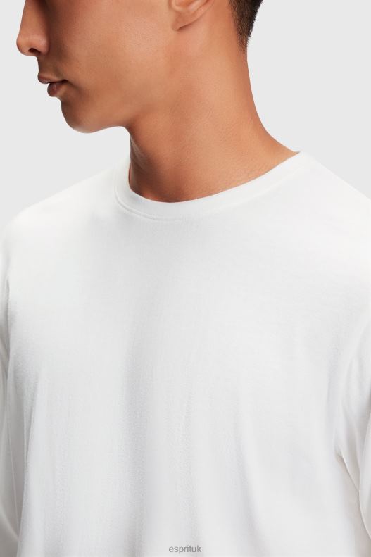 Esprit Regular solid jersey t-shirt Men White T-Shirts P0D0X859 - Image 2