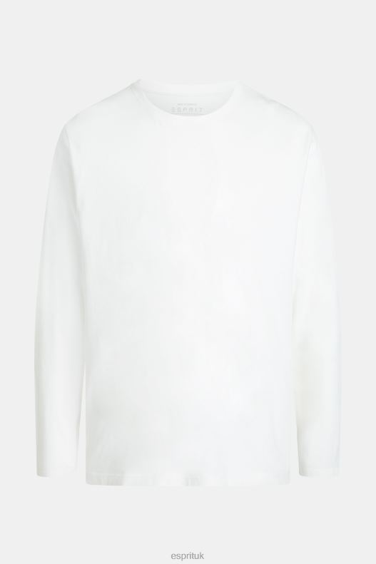 Esprit Regular solid jersey t-shirt Men White T-Shirts P0D0X859 - Image 4
