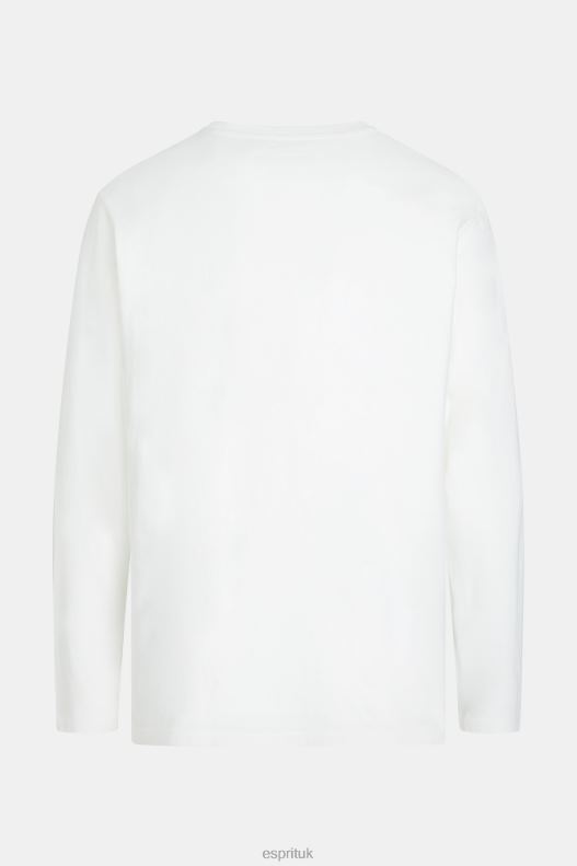Esprit Regular solid jersey t-shirt Men White T-Shirts P0D0X859 - Image 5