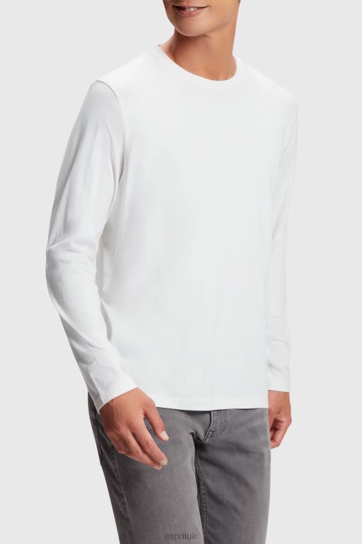 Esprit Regular solid jersey t-shirt Men White T-Shirts P0D0X859 - Image 1