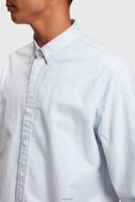 Esprit Relaxed fit all-over print oxford shirt Men Light Blue Shirts P0D0X795 - Image 4