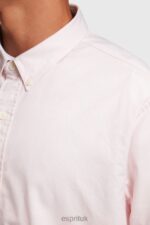Esprit Relaxed fit all-over print oxford shirt Men Light Pink Shirts P0D0X796 - Image 4