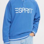 Esprit Relaxed fit logo sweatshirt Men Blue Sweatshirts & Hoodies P0D0X783