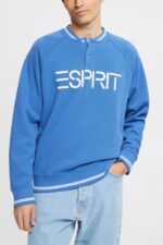 Esprit Relaxed fit logo sweatshirt Men Blue Sweatshirts & Hoodies P0D0X783