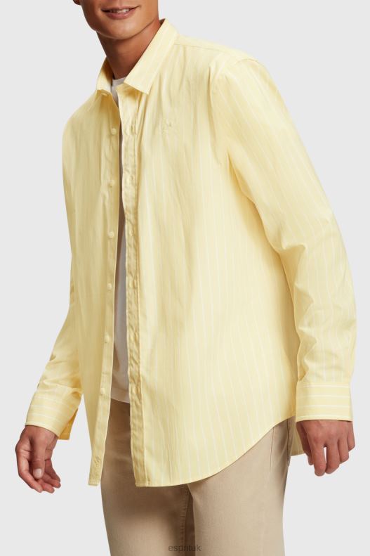 Esprit Relaxed fit striped poplin shirt Men Sunflower Yellow Shirts P0D0X798 - Image 2
