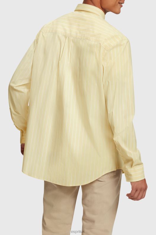 Esprit Relaxed fit striped poplin shirt Men Sunflower Yellow Shirts P0D0X798 - Image 3