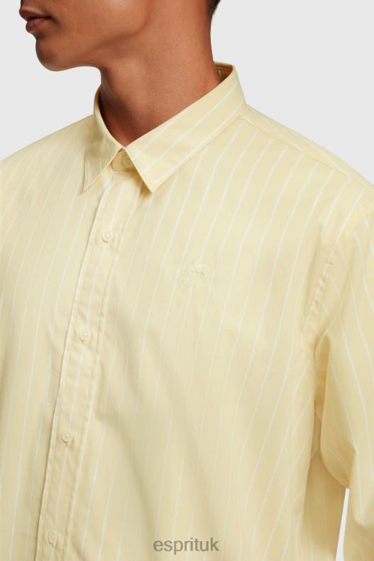 Esprit Relaxed fit striped poplin shirt Men Sunflower Yellow Shirts P0D0X798 - Image 4