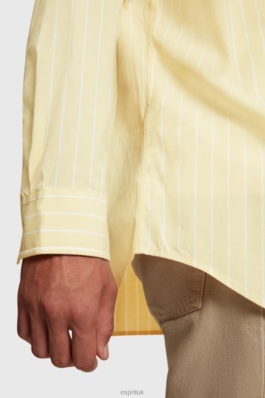 Esprit Relaxed fit striped poplin shirt Men Sunflower Yellow Shirts P0D0X798 - Image 5