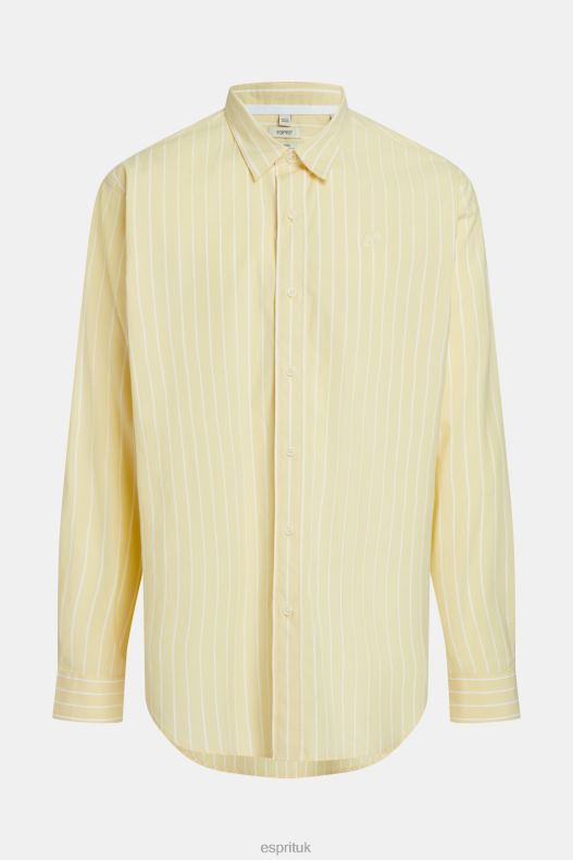 Esprit Relaxed fit striped poplin shirt Men Sunflower Yellow Shirts P0D0X798 - Image 6