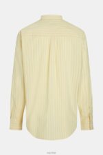 Esprit Relaxed fit striped poplin shirt Men Sunflower Yellow Shirts P0D0X798 - Image 7