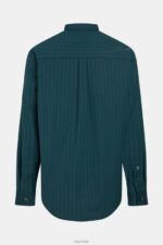 Esprit Relaxed fit striped poplin shirt Men Teal Blue Shirts P0D0X797 - Image 7