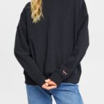 Esprit Relaxed Fit Sweatshirt Women Black Sweatshirts & Hoodies P0D0X522