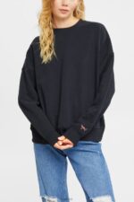 Esprit Relaxed Fit Sweatshirt Women Black Sweatshirts & Hoodies P0D0X522