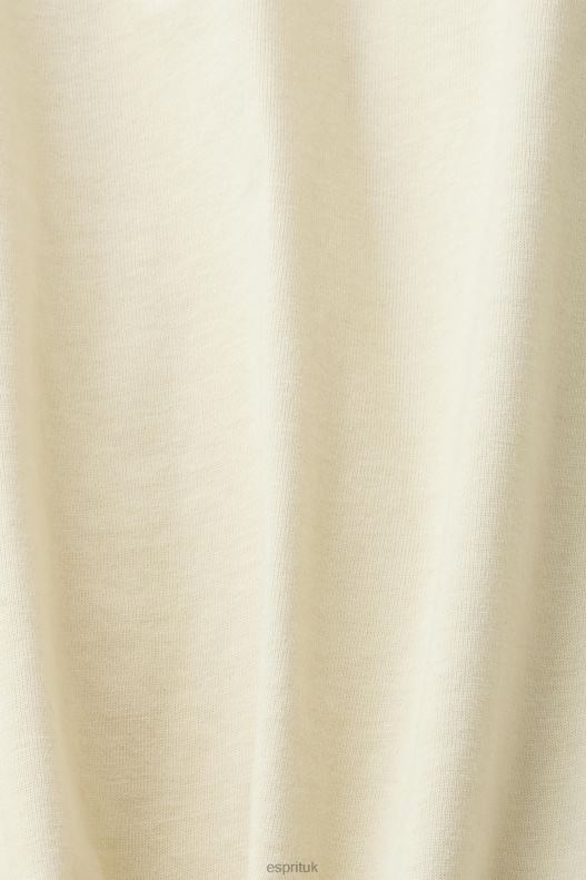 Esprit Retro logo print cotton t-shirt Men Beige T-Shirts P0D0X630 - Image 4