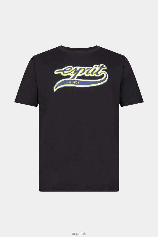 Esprit Retro logo print cotton t-shirt Men Black T-Shirts P0D0X628 - Image 5