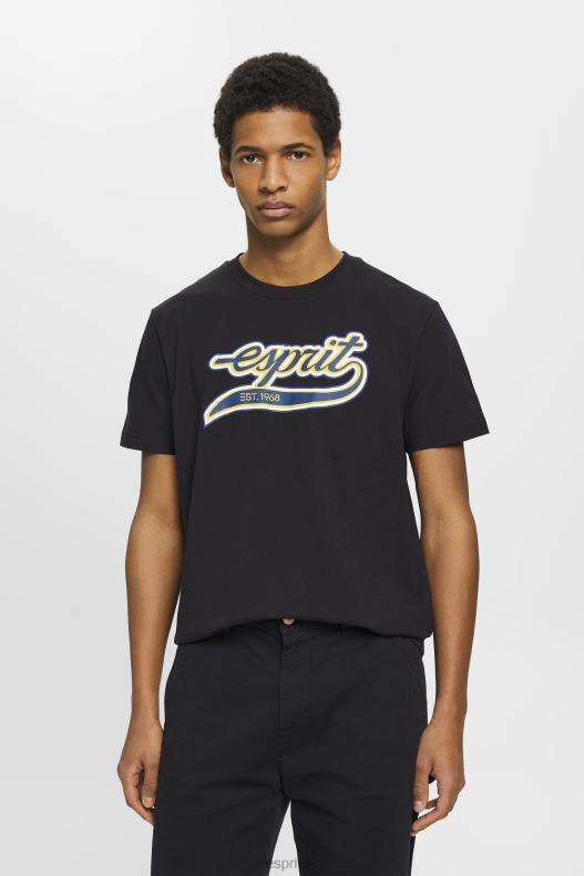 Esprit Retro logo print cotton t-shirt Men Black T-Shirts P0D0X628 - Image 1