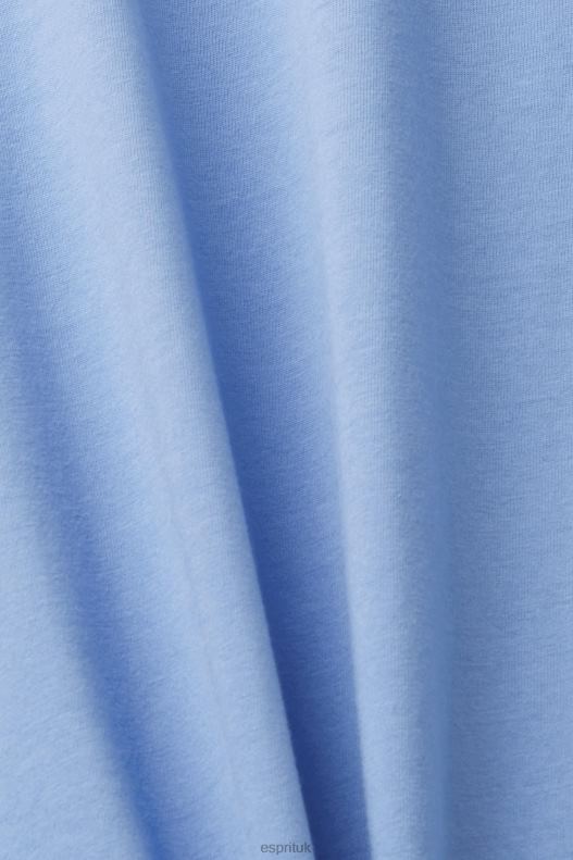 Esprit Retro logo print cotton t-shirt Men Light Blue Lavender T-Shirts P0D0X632 - Image 4