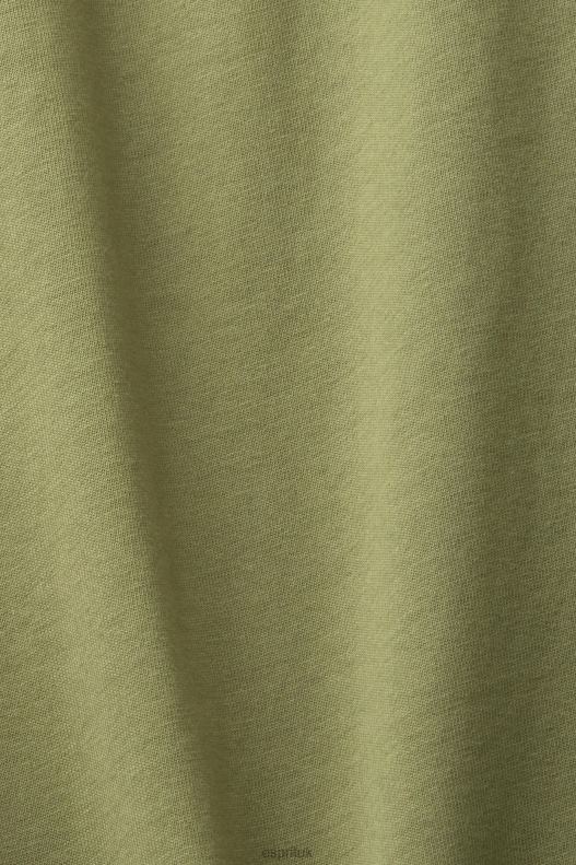 Esprit Retro logo print cotton t-shirt Men Olive T-Shirts P0D0X631 - Image 4