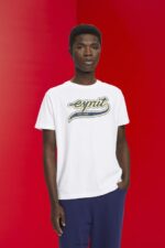 Esprit Retro logo print cotton t-shirt Men White T-Shirts P0D0X629
