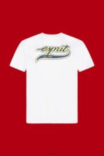 Esprit Retro logo print cotton t-shirt Men White T-Shirts P0D0X629 - Image 5