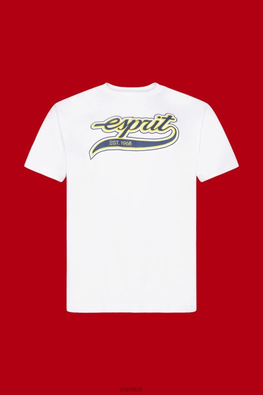 Esprit Retro logo print cotton t-shirt Men White T-Shirts P0D0X629 - Image 5